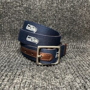 Seattle Seahawks Jack Mason Needlepoint Leather Belt Size Mens 38 NFL Football